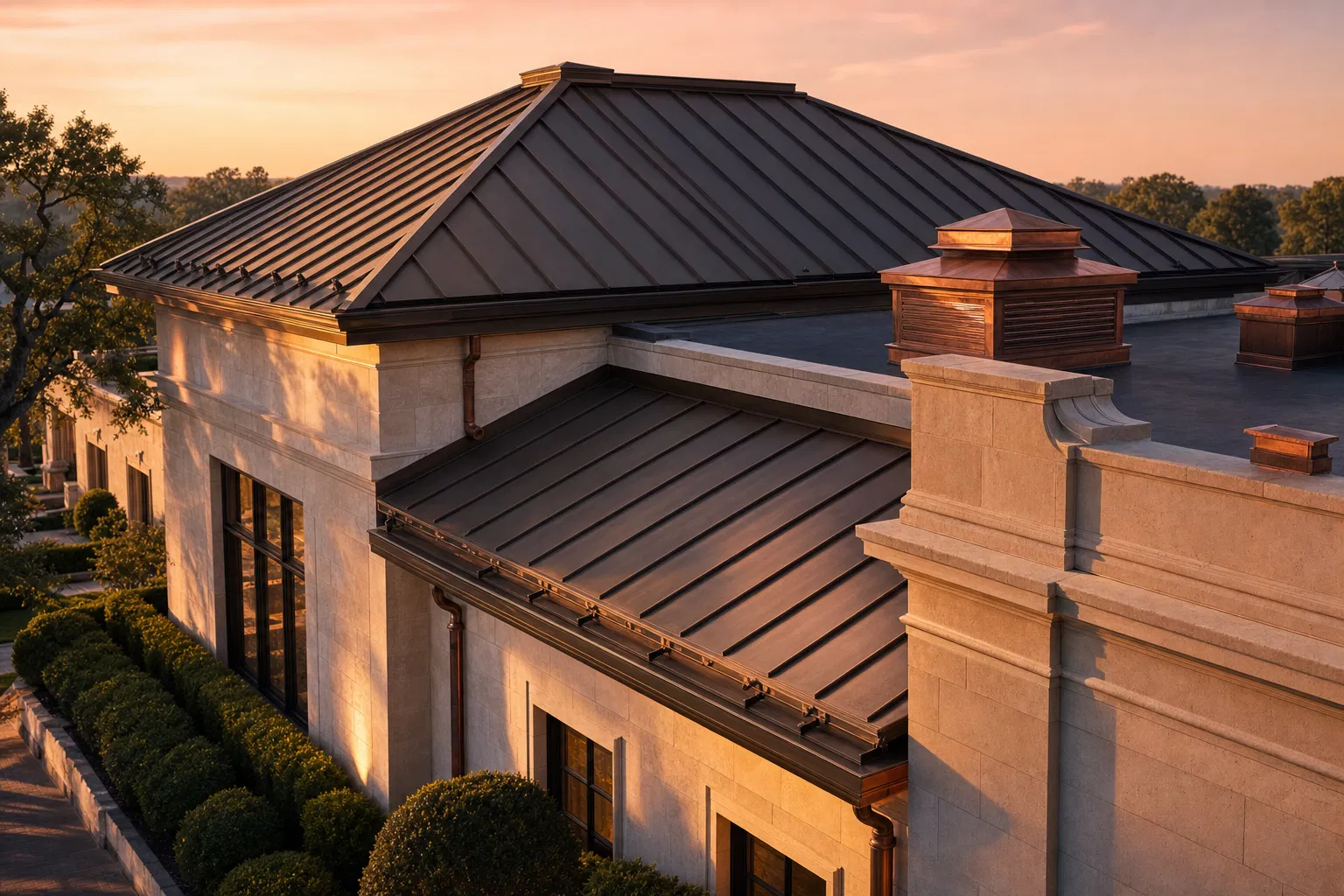 Boutique hotel with standing-seam metal roof